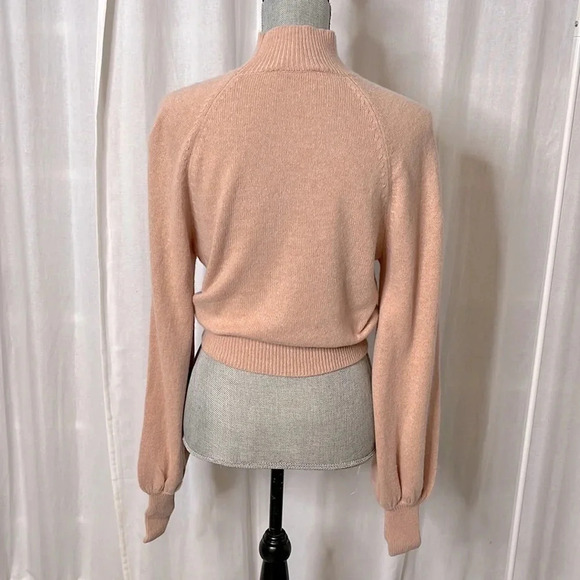 BCBGMAXAZRIA Merino Wool Mock  Neck Balloon Sleeve Crop Sweater, Size M - Picture 6 of 8
